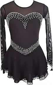 [Zagitova] Ice Figure Skating Dress For Girls, Women's Long Sleeves Skating Dance Dresses With Sparkling Rhinestones