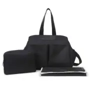 Black Multi-functional Baby Diaper Bag with Changing Mat - Travel & Stroller-Fri