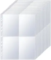 A4 Transparent Photo Envelopes, 30 Pack of 240 Pockets A4 Card Holder Photo Sleeves for 2/3/4 Ring Binders, Transparent Sleeves for Postcards 4 Pockets Photo Album Refill Pages