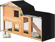 J&C Hutch House Double Decker Hutch Cover Black Dust-Proof Outdoor Double Bunny Rabbit Hutch Cage Cover Full Protection for Outside Guinea Pig Cage 4FT(no Hutch, 180x52x86cm)