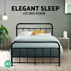 King Single Size Enhanced Metal Bed Frame Metal tube slat base Leo Black