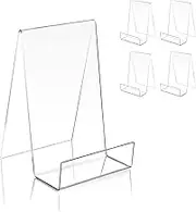 TRIMOU Clear Acrylic Book Stand with Ledge Clear Acrylic Book Display Easel, Display Stand for Displaying Books Pictures Albums Comic Books CDs Artworks Tablets or Other Items (Large)