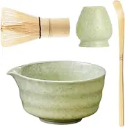 XPJBKC Matcha Kit, Set of 4 Matcha Tea Kit with Matcha Whisk, Matcha Bowl, Matcha Spoon, Matcha Whisk Holder, Chasen Bamboo Matcha Set Gift for Tea Ceremony