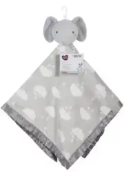 NWT Parents Choice Walmart Grey Elephant Cloud Large Plush Baby Security Blanket