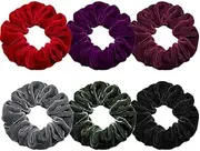 Set of 6 pcs Big Hair Scrunchies Velvet Elastics Large Hair Bobble Scrunchy Hair Bands Women Soft Hair Ties (Style 1, One size)