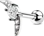 [KUNASSHIR] 20G Curved Conch Piercing Jewellery Upper Lobe Earring Stainless Steel Helix Piercing Stud Externally Threaded Stacking Earring for Women