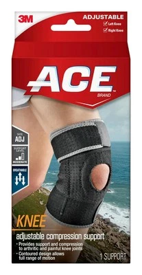 ACE Brand Adjustable Compression Knee Support, Moderate Support for Weak, Sore o