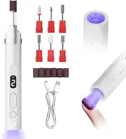 2-in-1 Portable Electric Nail Drill Kit with UV/LED Lamp | Professional Manicure Pedicure Tools for Home & Salon | USB Rechargeable + Drill Bits & Sanding Bands