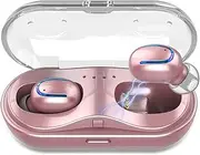 Mini Wireless Earbuds, Bluetooth Earphones with 2 Mic, Touch Control V5.0 Earpieces, IPX8 Waterproof, Wireless Mini Twins Stereo Sport Headphones, for iPhone/Samsung/Android(Rose Gold)