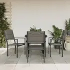 5 Piece Garden Dining Set Black Steel Textilene Outdoor Furniture Patio Ta 00743
