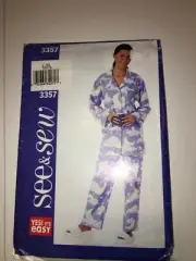 WOMENS UNCUT BUTTERICK 3357 Sewing Pattern PAJAMAS PANTS TOP SHIRT SIZE L XL