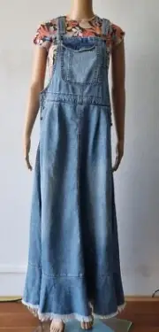 NEW ONE TEASPOON OVERALLS DRESS S 4 8 $390 WOMEN MAXI SKIRT DENIM JUMPSUIT