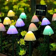 Garden Decor,Garden Ornaments Solar Powered 5M 20 LED Mushroom Solar Lights, Waterproof Decorative Mushroom Fairy Garden Lights for Pathway Landscape Fence Lawn Decorations (Multicolor)