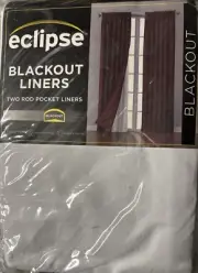 Eclipse White Rod Pocket Blackout Curtain Liners- 27 in. W x 80 in. L Two Panel