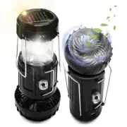 2-Pack Solar Camping Fan w/ Lantern, DIBMS Collapsible Solar Powered USB Rech...