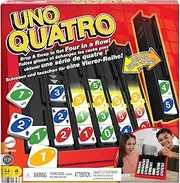 Mattel Games UNO Quatro Game with Colored Tiles & Plastic Game Grid for Adult, Family & Game Night, 2 to 4 Players Ages 7 Years & Up