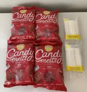 Wilton Red Candy Melts Candy, 12 Oz, Pack of 4 & Sticks Pack Of 2