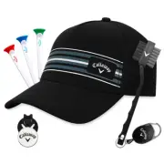 Callaway Golf Striped Mesh Cap and Gift Set with Golf Club Brush, Golf Tees