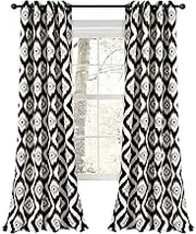 Lush Decor Diamond Ikat Room Darkening Window Curtain Panel Pair, 84" x 52", Black, 2 Count