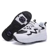 Nevenka Childrens Roller Skate Shoes Sneaker with Double Wheel-608 Black