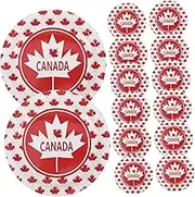 24 Pack Canada Day Plates Maple Leaf Dinnerware Patriotic Paper Tableware Independence Day Party Supplies