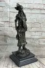 Art Deco Western Indian Female Warrior Bronze Sculpture Marble Statue Figurine
