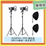 APUTURE 愛圖仕 AMARAN 200X 雙色溫 LED燈+ 280CM 燈架+LIGHT DOME SE 柔光罩 雙燈組【夏日旅遊優惠中 再享點數回饋】