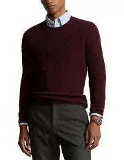 [Polo Ralph Lauren] Cable Knit Wool Cashmere Sweater in Red