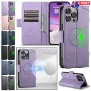 For iPhone 16 15 14 Plus 13 12 Pro Max Magsafe Leather Flip Case Wallet Cover