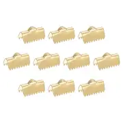 25Pcs Ribbon End Crimp Clamps, 13mm Pinch Cord End Clasps for DIY Making, Gold