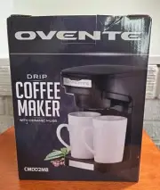 NEW IN BOX Ovente Drip Coffee Maker with Two CERAMIC Coffee Mugs CMDD2MB