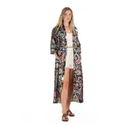 Twilight Tropics Cotton Kimono Robe – Hand-Screen Printed, Soft & Versatile