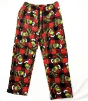 Dr Seuss The Grinch Mens Pajama Pants Sz L NWT Plaid Plush Don’t Be A Grinch