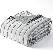YnM Cooling Weighted Blanket for Adults, 40lbs Heavy Bed Throw Comforter with 100% PE Fabric, Ideal for Hot Sleepers or Summer Days(88x104 Inches for Queen/King Bed, 40 Pounds, Grey)