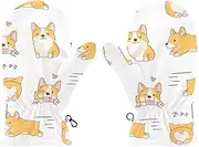 [GAIGEO] Toddler Winter Gloves Cute Yellow Duck White, Soft Adjustable Warm Toddler Snow Gloves, For Snow Play