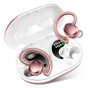 Wireless Earbuds Sport, Bluetooth 5.3 Headphones Bass HiFi Stereo Over EarBuds, 48Hrs Noise Cancelling Headset with Earhook, IP7 Waterproof,Rose Gold