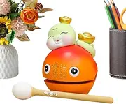Fish Musical Instrument - Traditional Zen Drum - Mokugyo New Year Snake Fish Temple Block Zen Meditation Percussion Instrument for Desktop Ornament