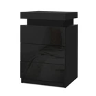 Bedside Table LED 3 Drawers COLEY Black Artiss