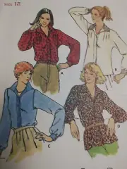 Shirt Top Blouse 12 Butterick 6317 Sewing Pattern UC VTG 70s Loose Button Quick