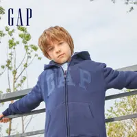 在飛比找蝦皮商城優惠-Gap 兒童裝 Logo仿羊羔絨連帽外套-藏藍色(42822