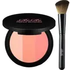 triple blusher + face brush set light peach real peach pink peach (blusher) RiRe