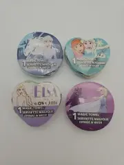 Lot Of 4 Magic Towels Compressed Washcloth 4 Disney Frozen, Anna And Elsa, New