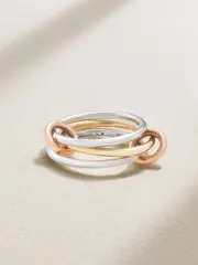 [Spinelli Kilcollin] Spinelli Kilcollin - Solarium Set Of Three 18-karat Yellow And Rose Gold And Sterling Silver Rings - 5 5 Gold