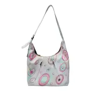 Anuschka Hand Painted Leather Handbag Rainbow Avocados Ballon Shoulder Bag Boho