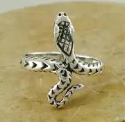 UNIQUE .925 STERLING SILVER DETAILED SNAKE RING size 7 style# r1966