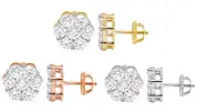 EGL Certified VVS Real Diamond Flower Cluster Stud Earring 3.7CT 11MM