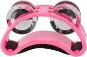 BAZEITFLOW Foot Tambourine Percussion Instrument with Metal Jingle Bells Compact Pink Foot Percussion for Acoustic and Jam Sessions Durable Elastic Strap for Comfortable Use