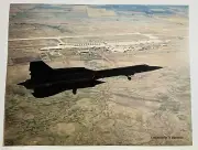 SR-71 BLACKBIRD ON FINAL APPROACH 8X10 PHOTO FROM LOCKHEED W/TECH DATA ON BACK
