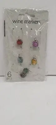 Wine Glass Charms Gift Set of 6 Beverage Drink Glass Colorful Markers