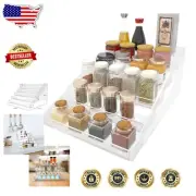 Transparent 3-Shelf Acrylic Spice Rack for Kitchen Countertop Organization